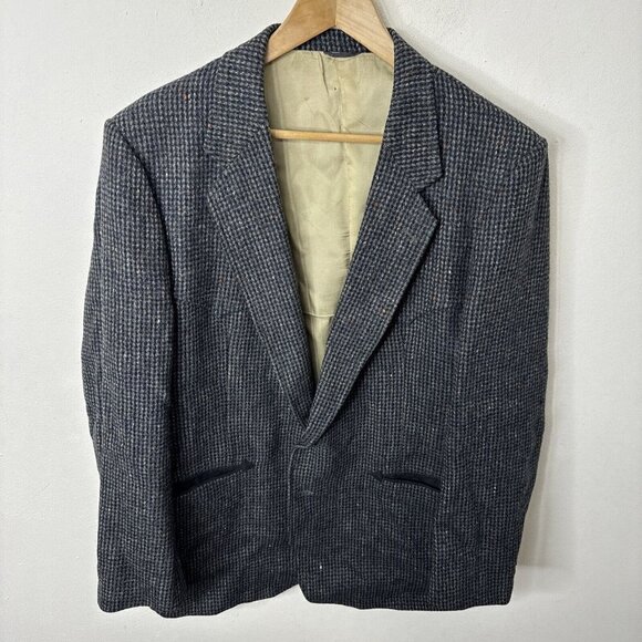 Vintage Dallas Men 46 Gray Tweed Western Blazer Sports Coat Damage - Picture 1 of 13